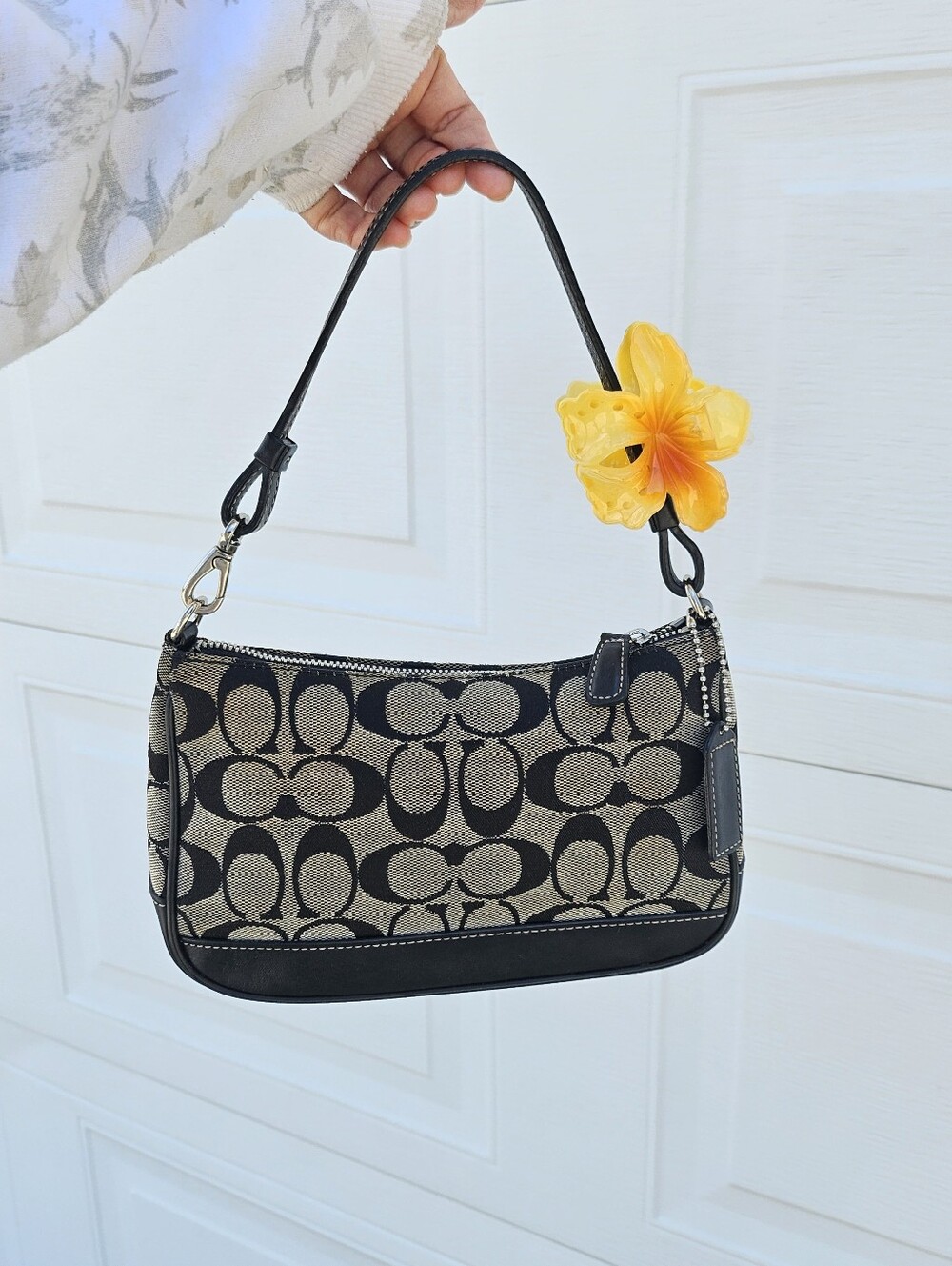 Vintage Y2K Coach 6094 Signature Demi mini Pouch Bag Canvas Leather Black